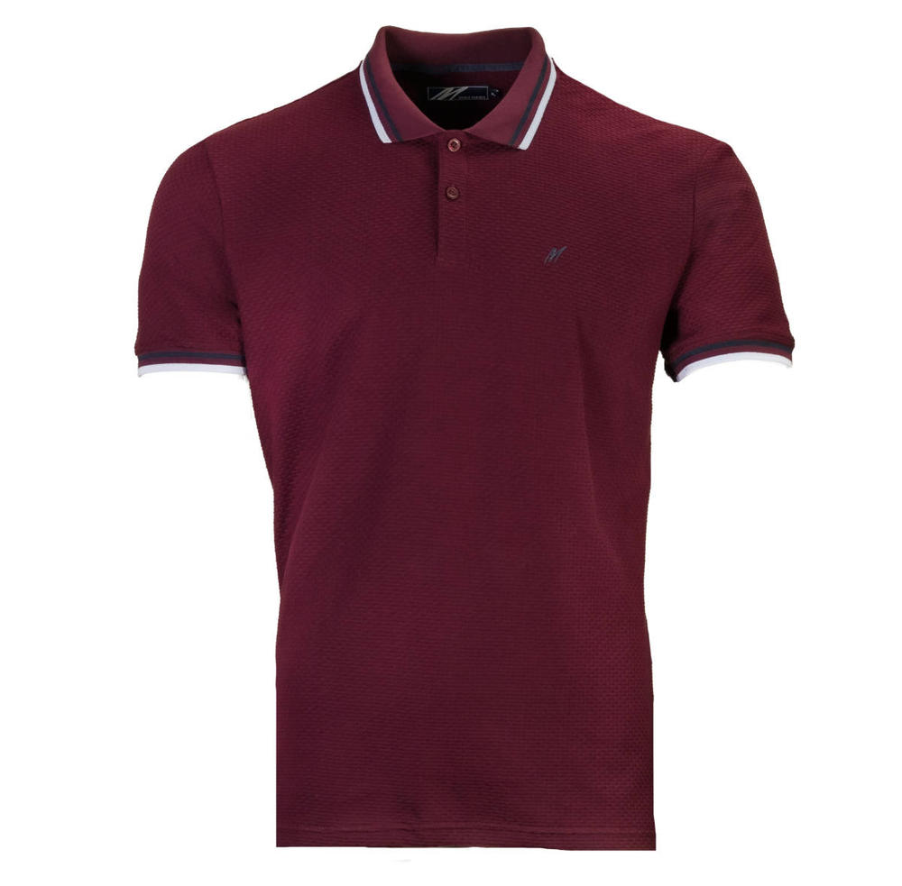 Mish Mash Basketweave Cotton Polo Shirt Burgundy