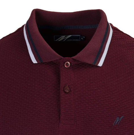 Mish Mash Basketweave Cotton Polo Shirt Burgundy Thumbnail 2