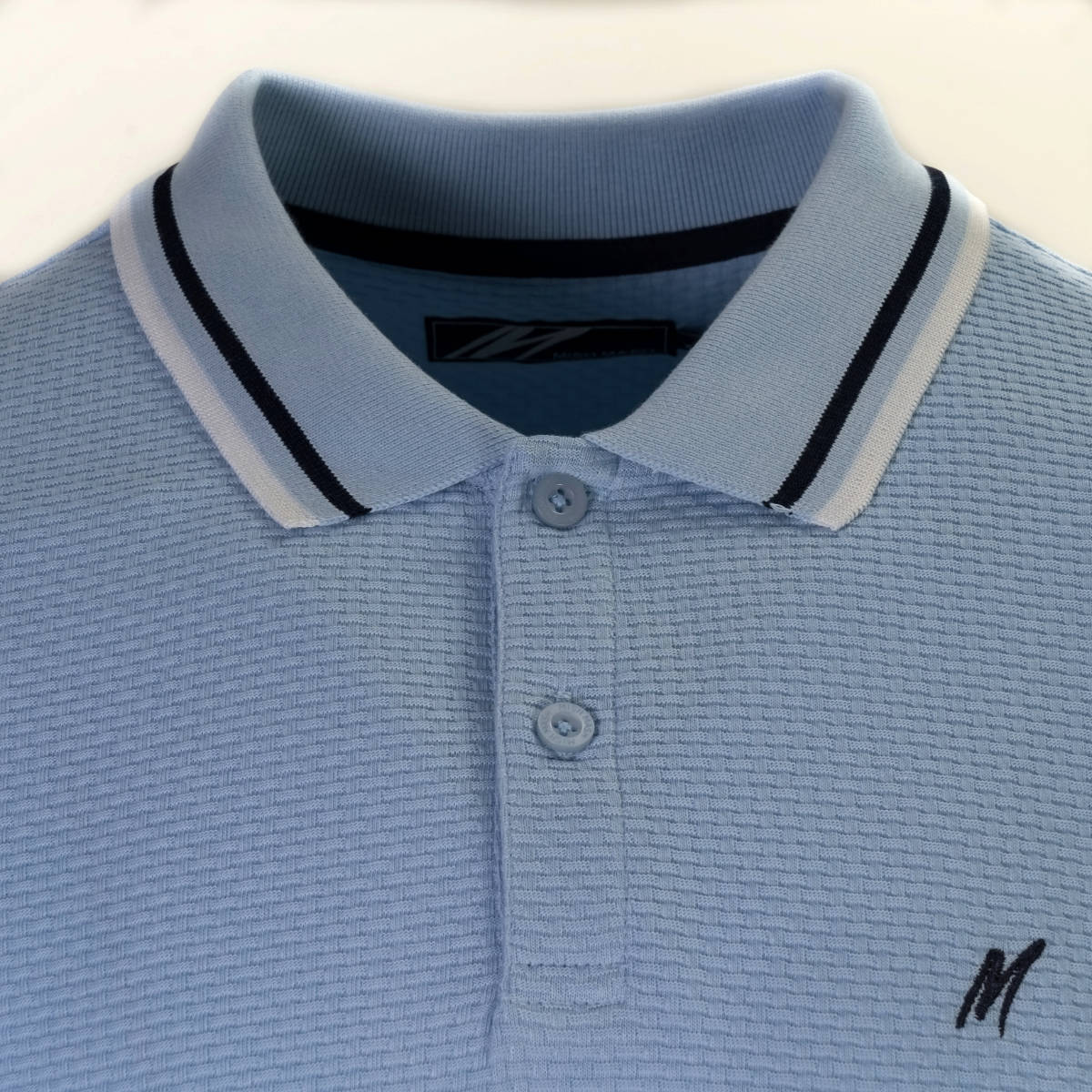 Mish Mash Basketweave Cotton Polo Shirt Sky Blue | Adaptor Clothing