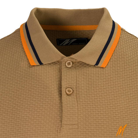 Mish Mash Basketweave Cotton Polo Shirt Stone Thumbnail 2