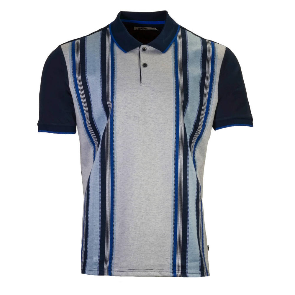 Mish Mash Jersey Stripe Panel Polo Shirt Navy