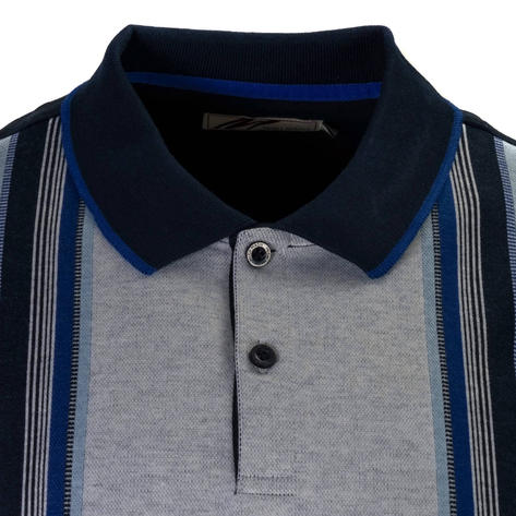 Mish Mash Jersey Stripe Panel Polo Shirt Navy Thumbnail 2