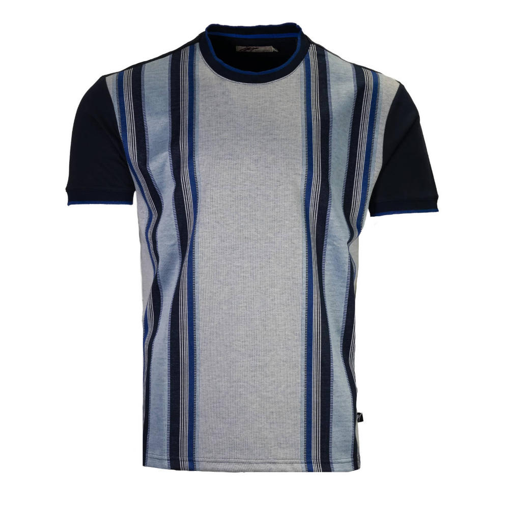 Mish Mash Jersey Stripe Panel T Shirt Navy