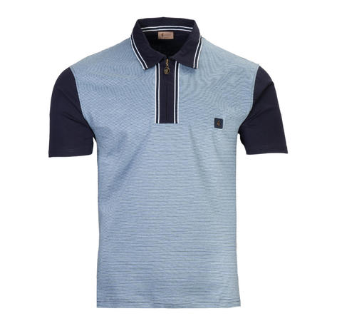 Gabicci Vintage Zip Neck Jersey Polo Navy Thumbnail 1