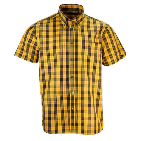 Tootal Short Sleeve Button Down Check Shirt Mustard And Black Thumbnail 1