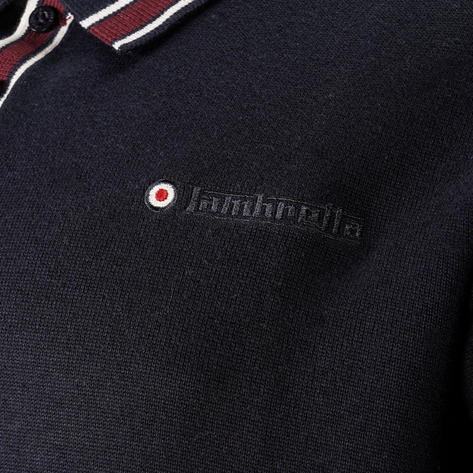 Lambretta Fine Gauge Knit Block Tip Polo Navy Thumbnail 3