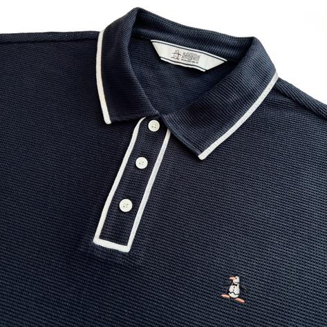 Original Penguin Airtex Fine Gauge Knit Polo Shirt Navy Thumbnail 3