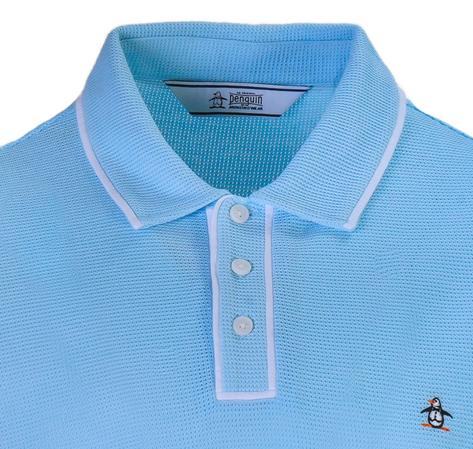 Original Penguin Airtex Fine Gauge Knit Polo Shirt Sky Blue Thumbnail 2