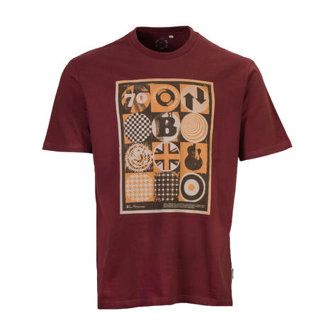 Ben Sherman 70'S Motifs Print T-Shirt Burgundy Thumbnail 1