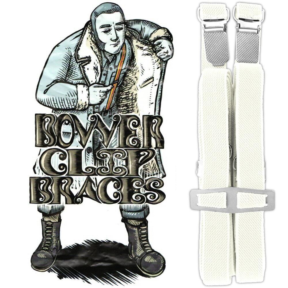 Bovver Clip Half Inch Skinny Braces Plain Off White