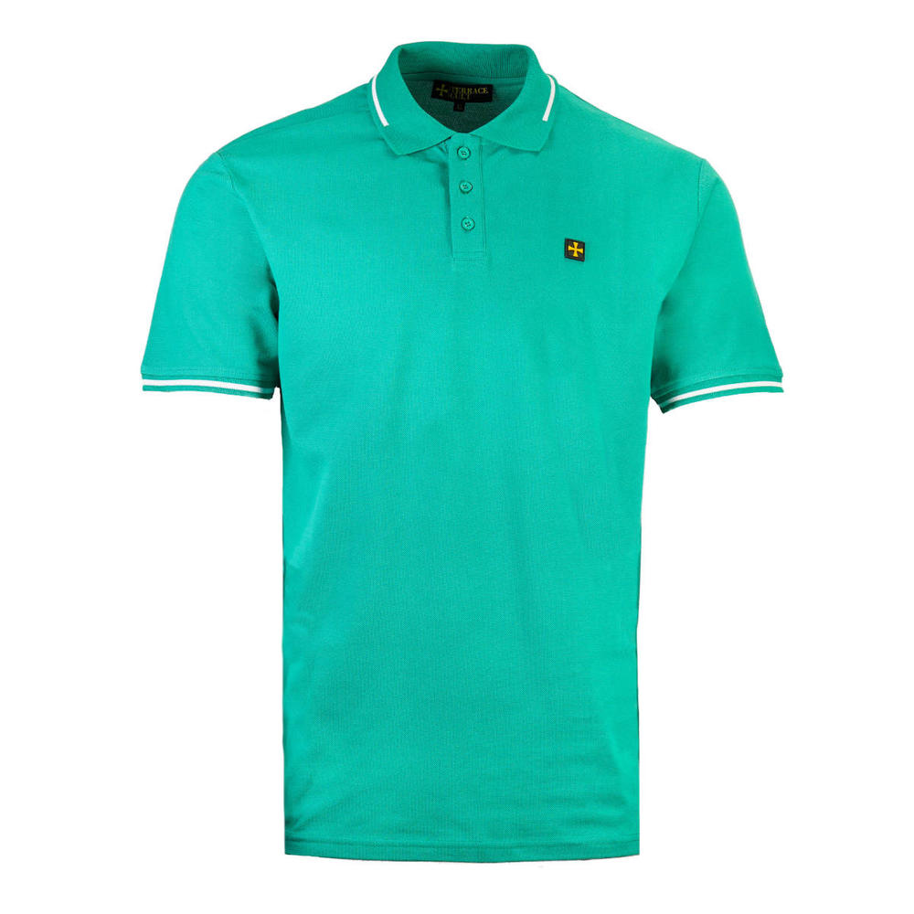 Terrace Cult Premium Pique Tipped Polo Shirt Jade Green