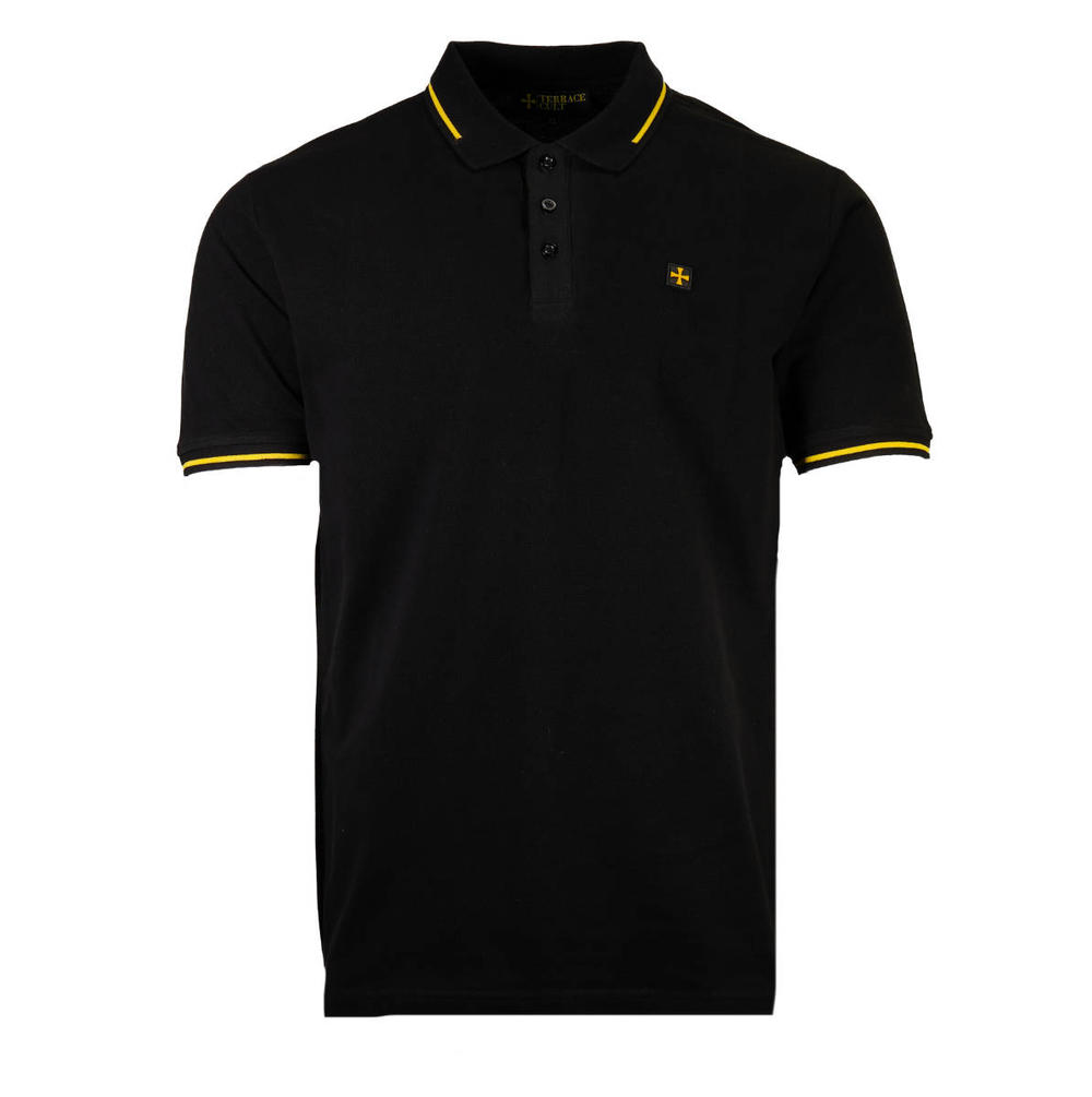 Terrace Cult Premium Pique Tipped Polo Shirt Black / Gold