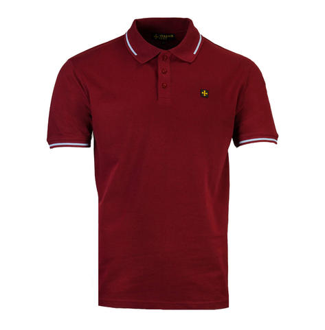 Terrace Cult Premium Pique Tipped Polo Shirt Burgundy Thumbnail 1