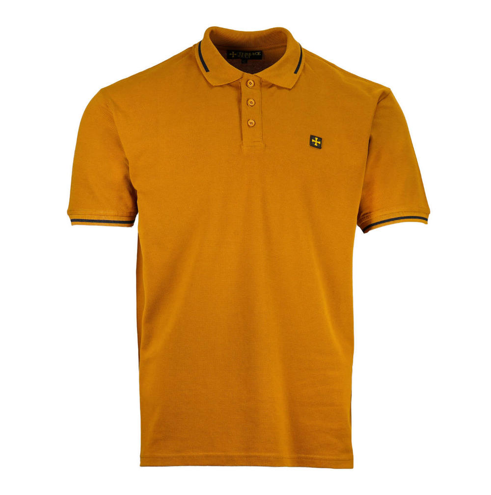 Terrace Cult Premium Pique Tipped Polo Shirt Cumin