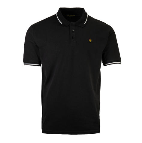 Terrace Cult Premium Pique Tipped Polo Shirt Black / White