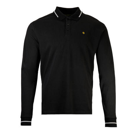 Terrace Cult Premium Pique Long Sleeve Polo Shirt Black / White