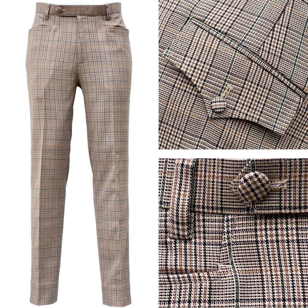 Adaptor Clothing Frogmouth Pocket Trouser Overcheck Taupe