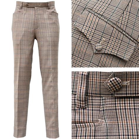Adaptor Clothing Frogmouth Pocket Trouser Overcheck Taupe Thumbnail 1