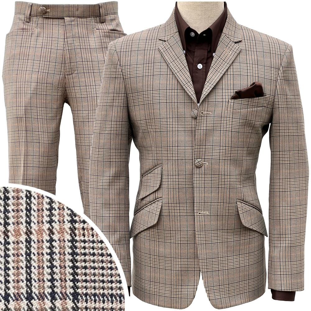 Adaptor Clothing Mod 3 Button Suit Overcheck Taupe