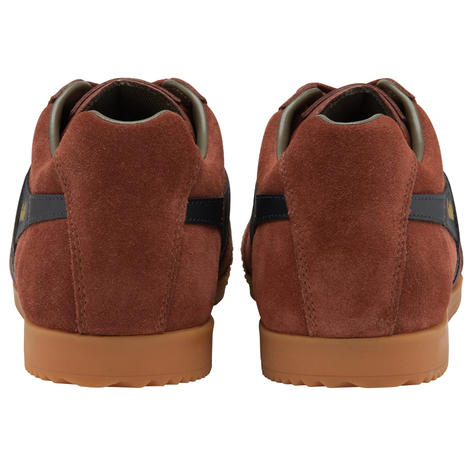 Gola Harrier Classic Twin Stripe Suede Trainer Rust / Navy / Khaki Thumbnail 4