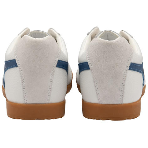 Gola Harrier Classic Twin Stripe Leather  Mens Trainer White Marine Blue Thumbnail 4