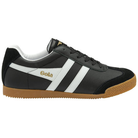 Gola Harrier Classic Twin Stripe Leather  Mens Trainer Black / White Thumbnail 1