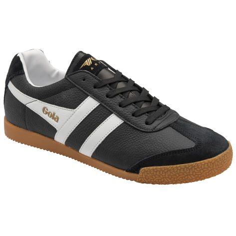 Gola Harrier Classic Twin Stripe Leather  Mens Trainer Black / White Thumbnail 2