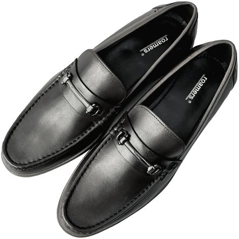 Roamers Metal Horse-Bit Bar Slip-On Leather Loafers Black Thumbnail 2