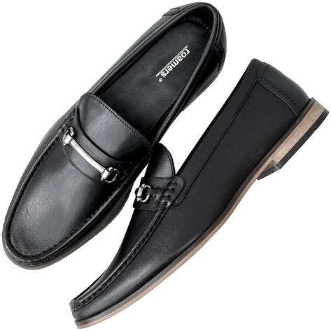 Roamers Metal Horse-Bit Bar Slip-On Leather Loafers Black Thumbnail 3