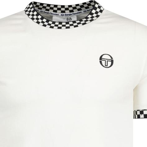 Sergio Tacchini Checkerboard Trim T Shirt Off White Thumbnail 2