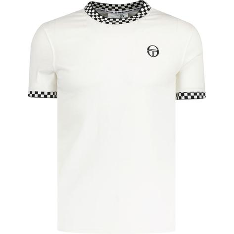 Sergio Tacchini Checkerboard Trim T Shirt Off White Thumbnail 1