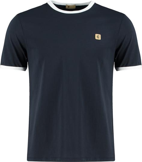 Gabicci Vintage Retro Ringer T-Shirt Navy