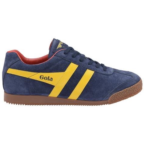 Gola Harrier Classic Twin Stripe Suede Trainer Navy / Sun / Red Thumbnail 1