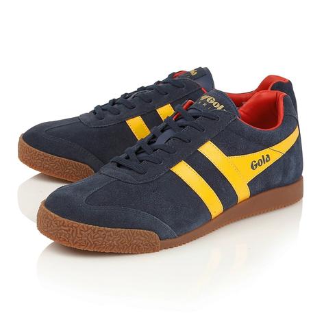 Gola Harrier Classic Twin Stripe Suede Trainer Navy / Sun / Red Thumbnail 2