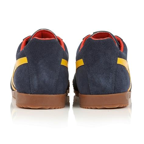 Gola Harrier Classic Twin Stripe Suede Trainer Navy / Sun / Red Thumbnail 3