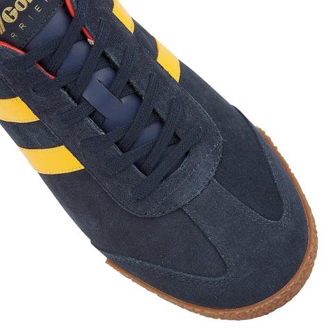 Gola Harrier Classic Twin Stripe Suede Trainer Navy / Sun / Red Thumbnail 4