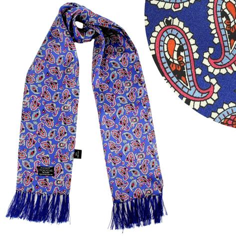 Tootal Mens Traditional Paisley Print Silk Scarf Blue Thumbnail 1