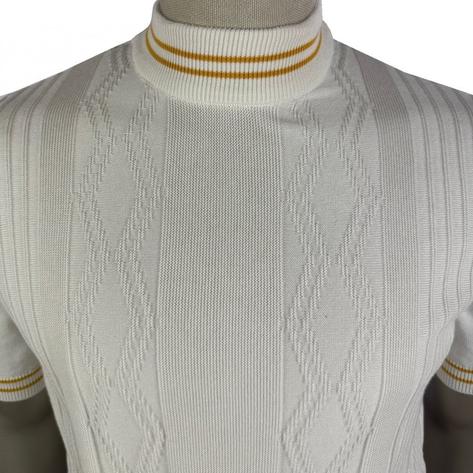 Ska & Soul Tipped Fine Gauge Pointelle Knit Turtle Neck Ecru Thumbnail 2