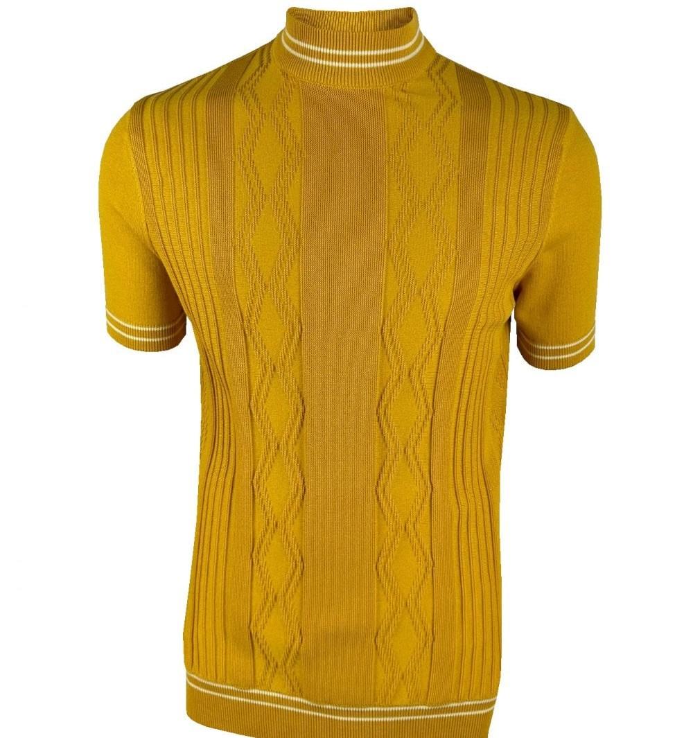 Ska & Soul Tipped Fine Gauge Pointelle Knit Turtle Neck Mustard