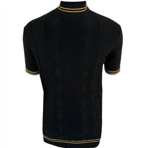 Ska & Soul Tipped Fine Gauge Pointelle Knit Turtle Neck Black