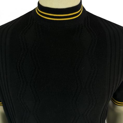 Ska & Soul Tipped Fine Gauge Pointelle Knit Turtle Neck Black Thumbnail 2