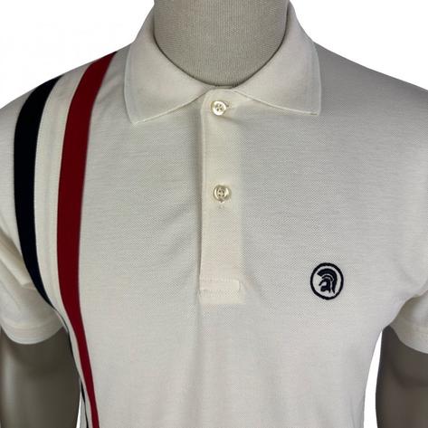 Trojan Records Mod Racing Stripe Pique Polo Shirt Ecru Thumbnail 2
