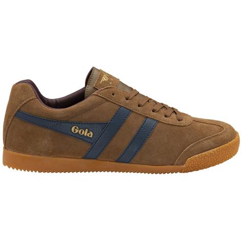 Gola Harrier Classic Twin Stripe Suede Trainer Tobacco / Navy Thumbnail 1