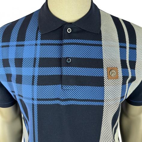 Trojan Records Oversize Check Polo Navy Thumbnail 2
