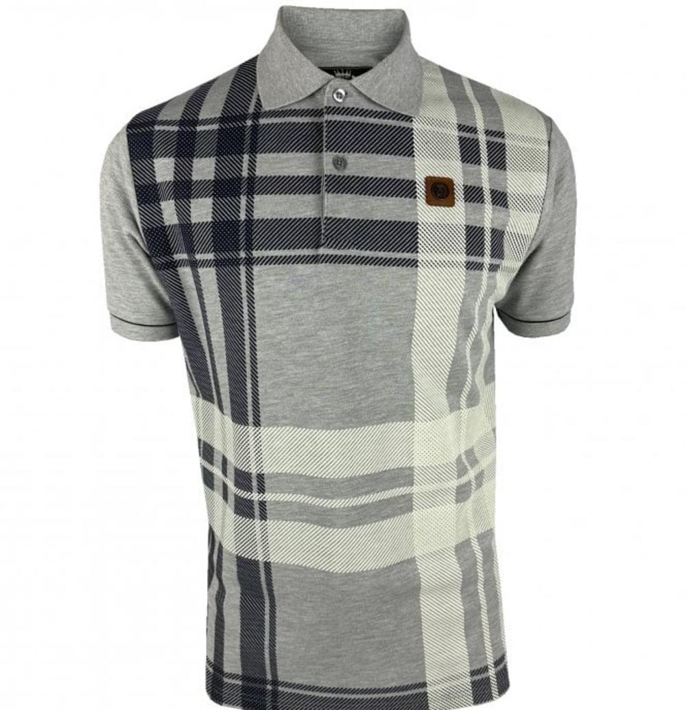 Trojan Records Oversize Check Polo Melange Grey