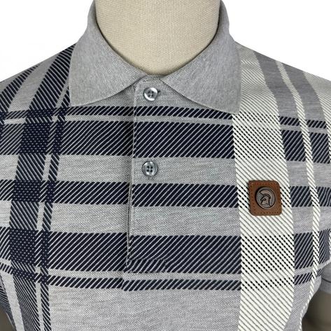 Trojan Records Oversize Check Polo Melange Grey Thumbnail 2