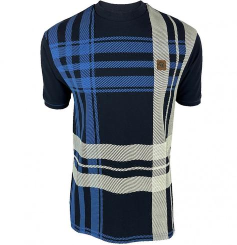 Trojan Records Oversize Check T Shirt Navy Thumbnail 1