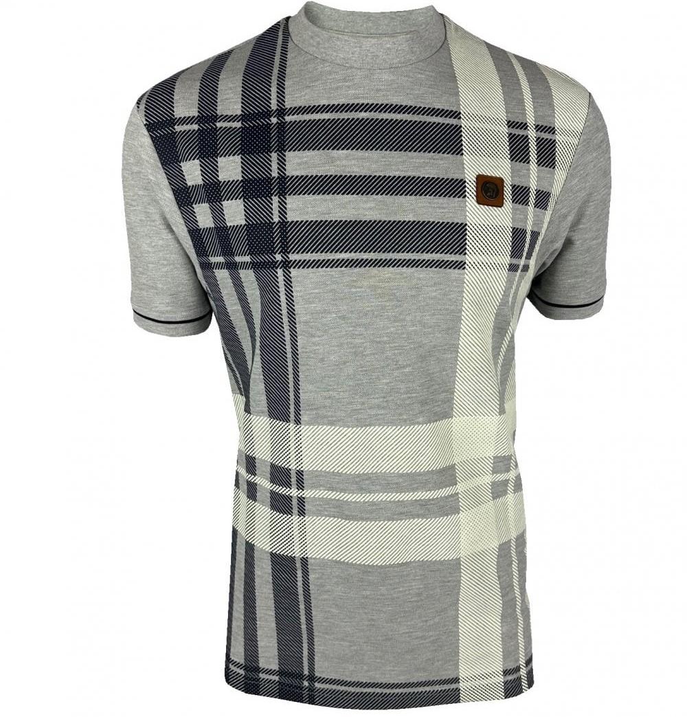 Trojan Records Oversize Check T Shirt Melange Grey