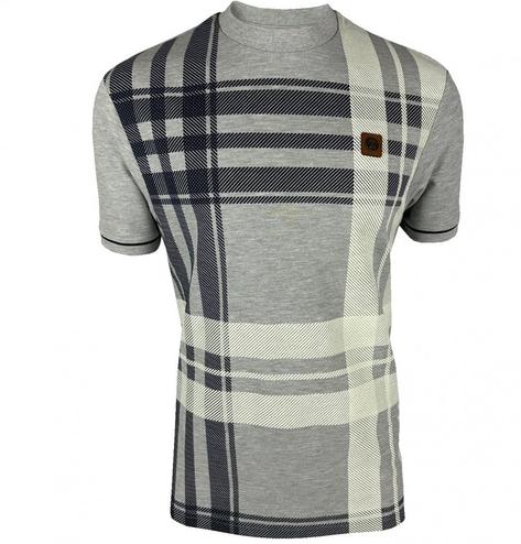 Trojan Records Oversize Check T Shirt Melange Grey Thumbnail 1