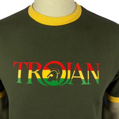 Trojan Records Helmet Logo Ringer T-Shirt Army Thumbnail 2